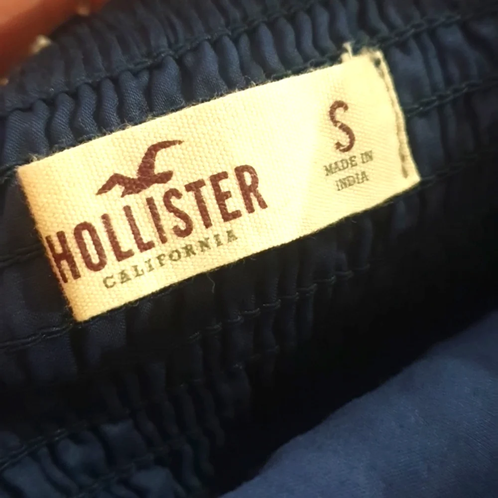 Hollister Size S (approx 10) Long Strapless Navy Blue Aloha Top 100% Cot… - Picture 6 of 8